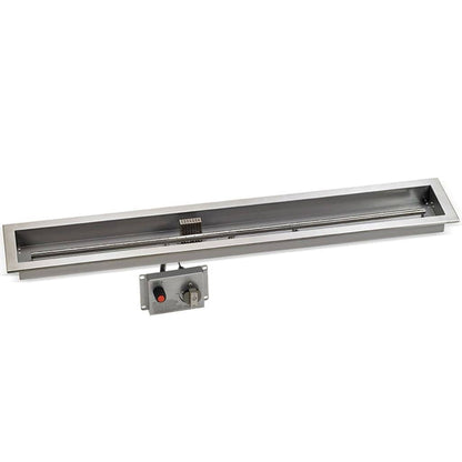 American Fireglass Stainless Steel Linear Drop-in Fire Pit Pan With Electric Ignition System kit, CSA Certified