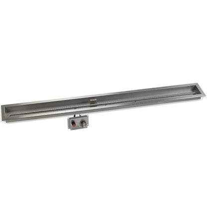 American Fireglass Stainless Steel Linear Drop-in Fire Pit Pan With Electric Ignition System kit, CSA Certified