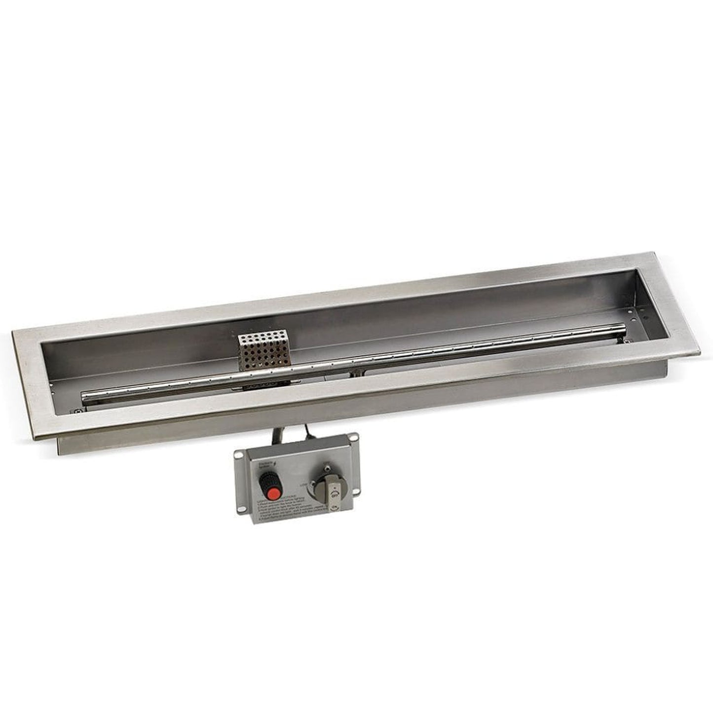 American Fireglass Stainless Steel Linear Drop-in Fire Pit Pan With Electric Ignition System kit, CSA Certified