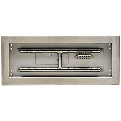 American Fireglass Stainless Steel Rectangular Drop-in Fire Pit Pan With Electric Ignition System kit, CSA Certified