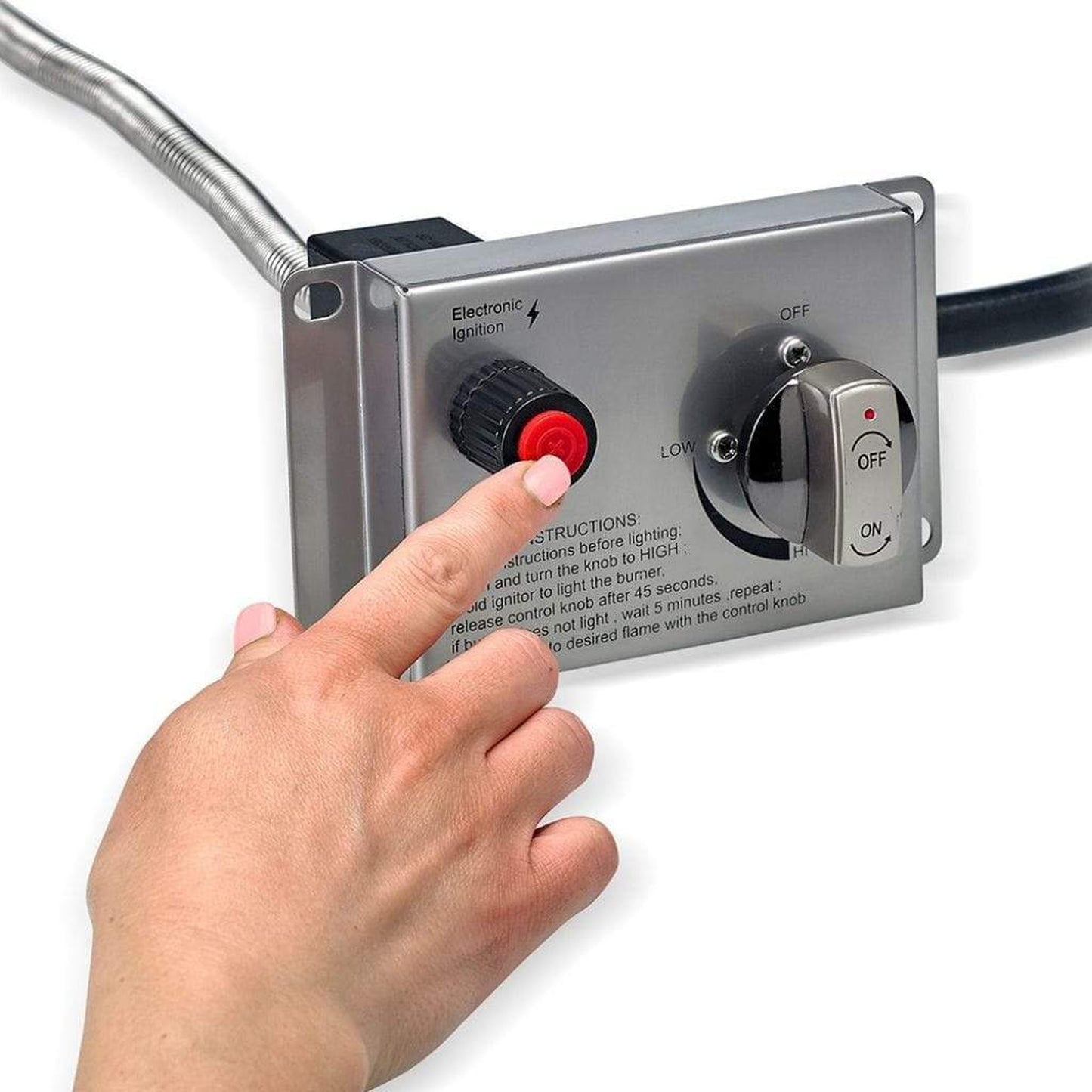 American Fireglass Stainless Steel Rectangular Drop-in Fire Pit Pan With Electric Ignition System kit, CSA Certified