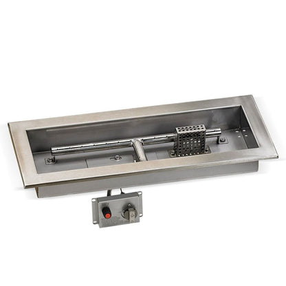 American Fireglass Stainless Steel Rectangular Drop-in Fire Pit Pan With Electric Ignition System kit, CSA Certified