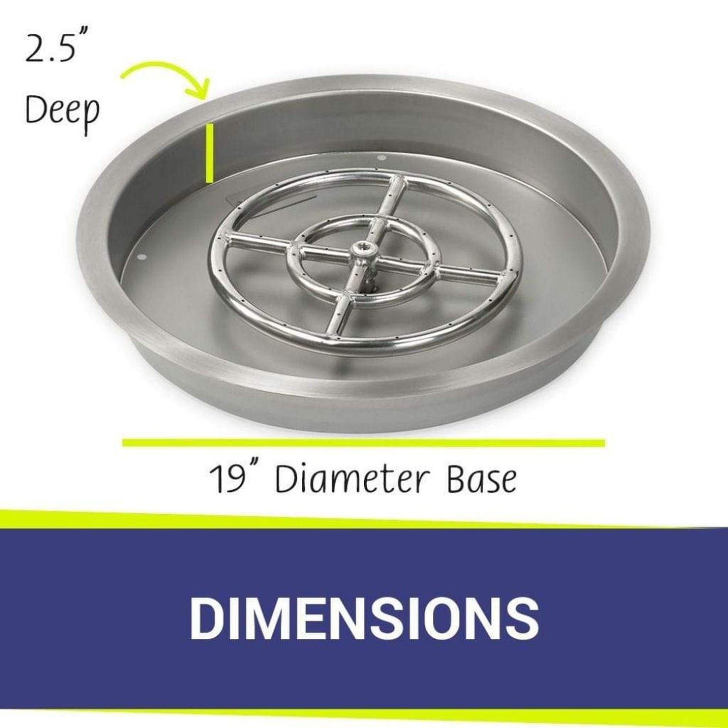 American Fireglass Stainless Steel Round Drop-In Pan With Ring Burner