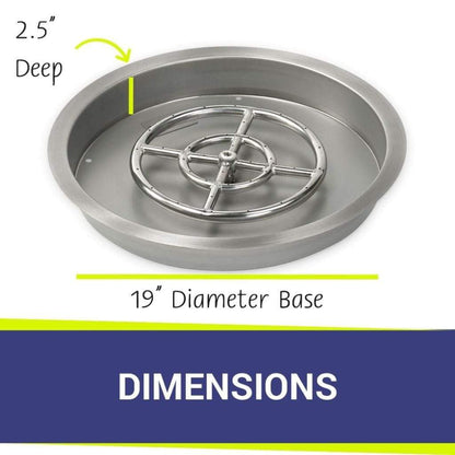 American Fireglass Stainless Steel Round Drop-In Pan With Ring Burner