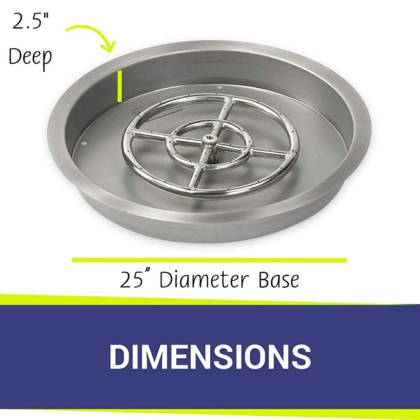 American Fireglass Stainless Steel Round Drop-In Pan With Ring Burner