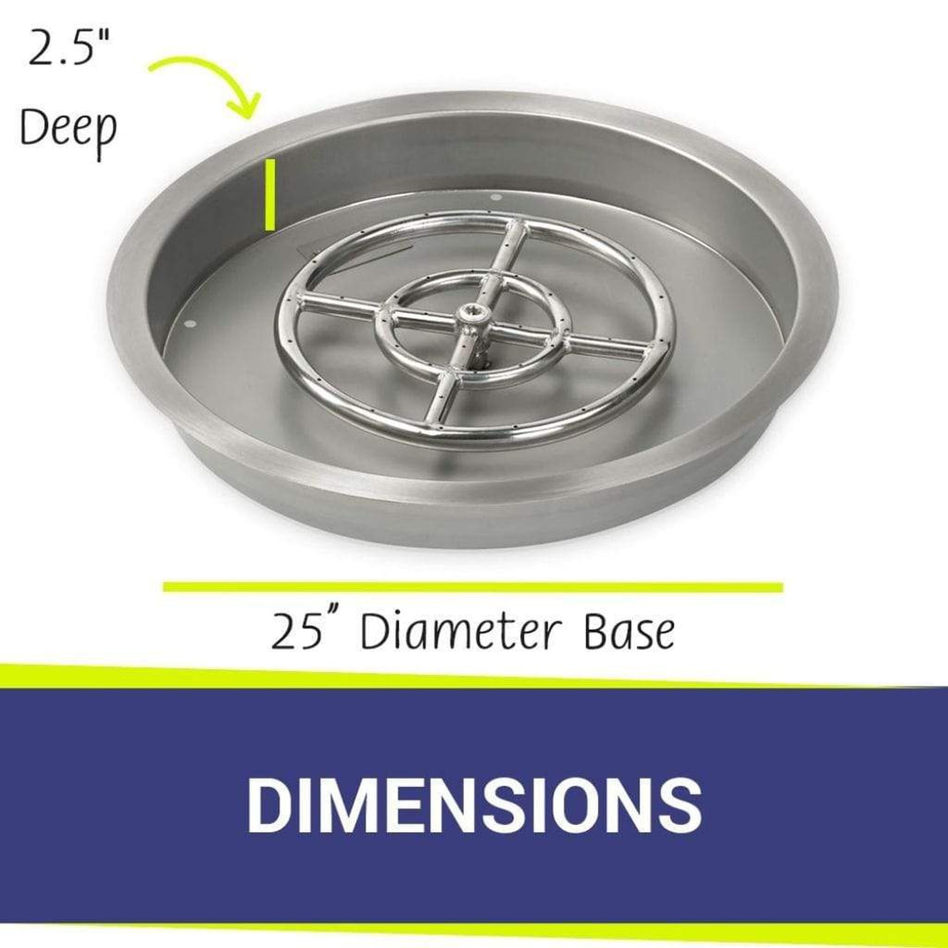 American Fireglass Stainless Steel Round Drop-In Pan With Ring Burner
