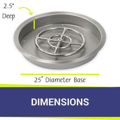 American Fireglass Stainless Steel Round Drop-In Pan With Ring Burner