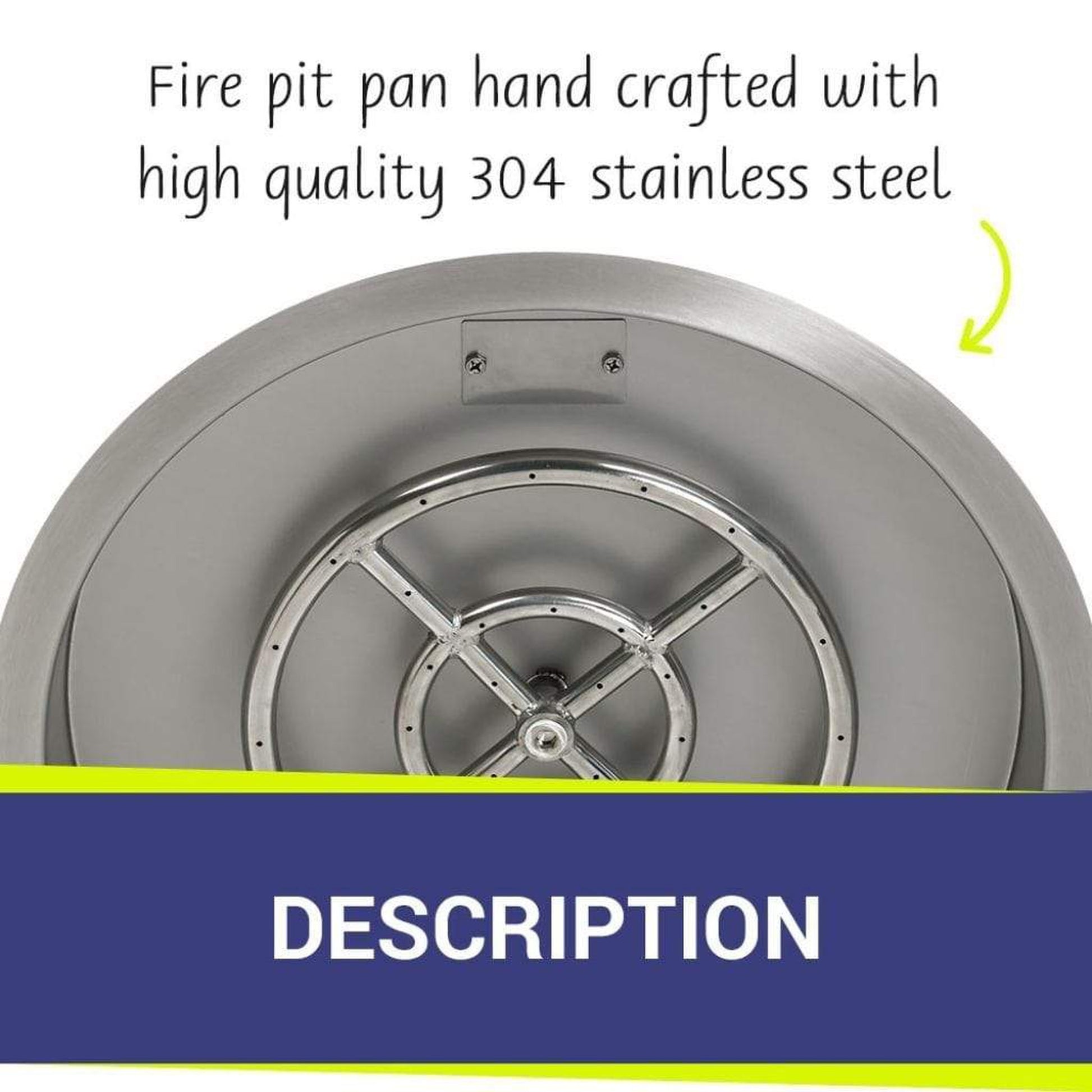 American Fireglass Stainless Steel Round Drop-In Pan With Ring Burner