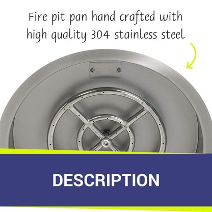 American Fireglass Stainless Steel Round Drop-In Pan With Ring Burner