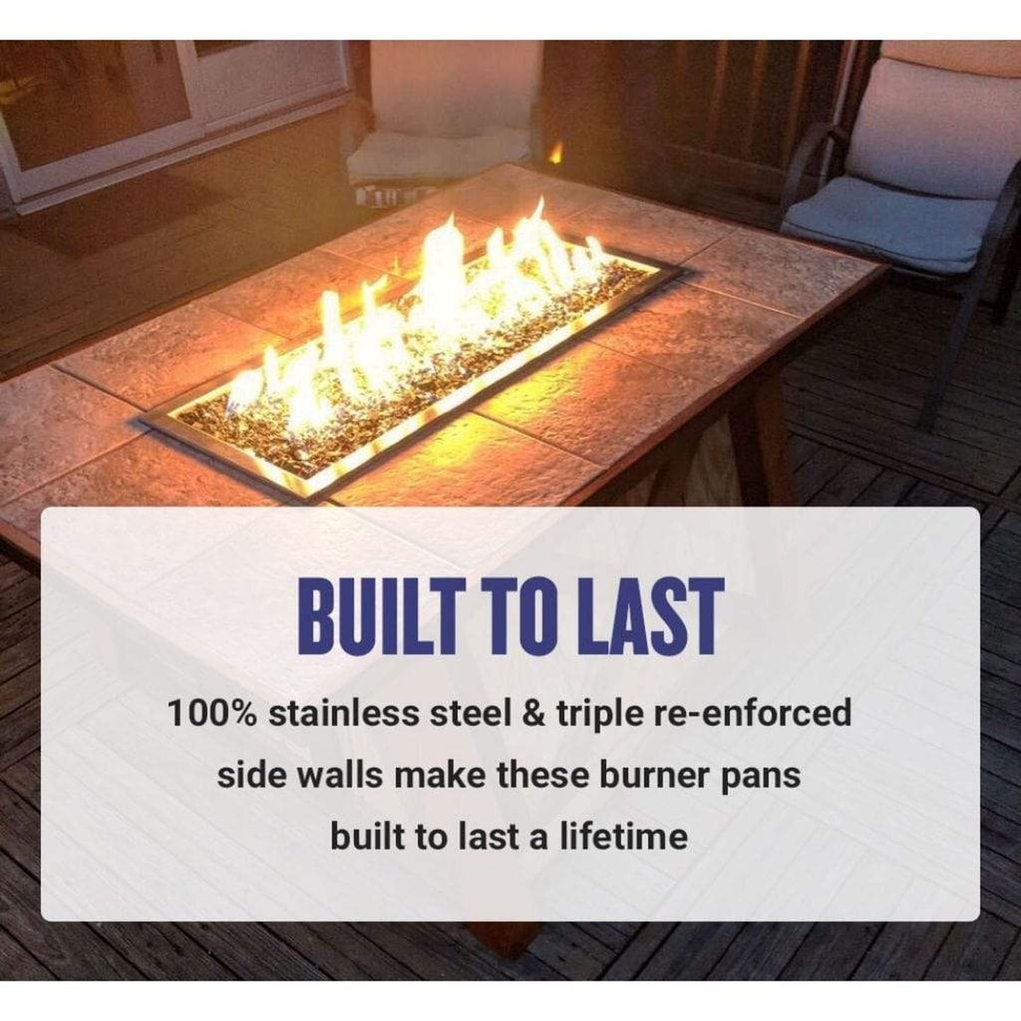 American Fireglass Stainless Steel Round Drop-In Pan With Ring Burner