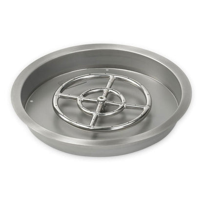 American Fireglass Stainless Steel Round Drop-In Pan With Ring Burner