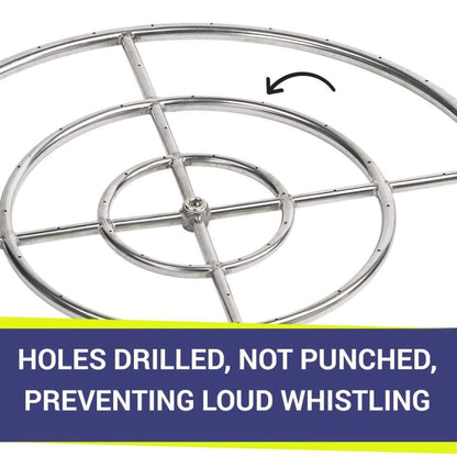 American Fireglass Triple-Ring Stainless Steel Burner with a 3/4" Inlet