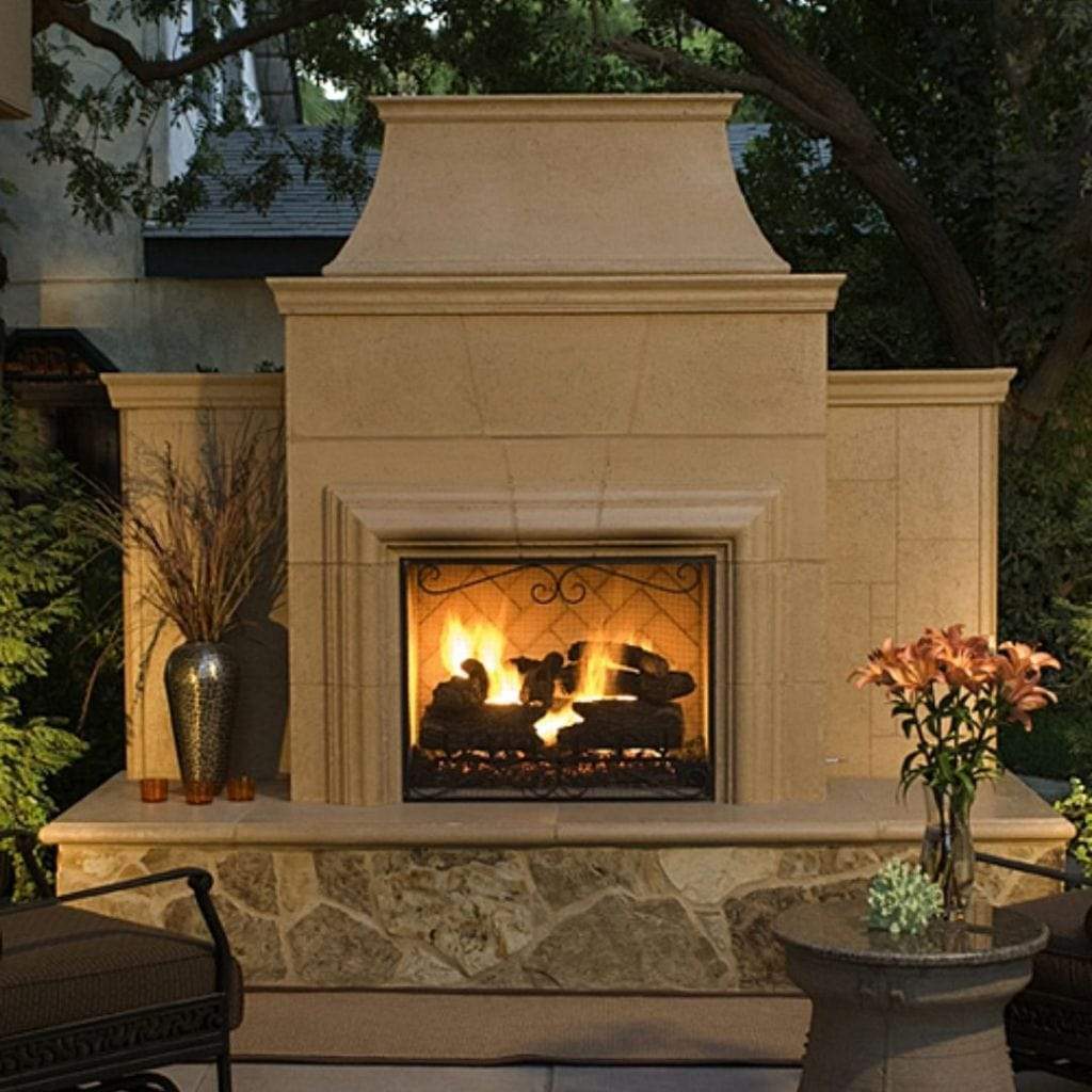 American Fyre Designs 110" Grand Cordova Vent Free Gas Fireplace with Rectangle Extended Bullnose Hearth