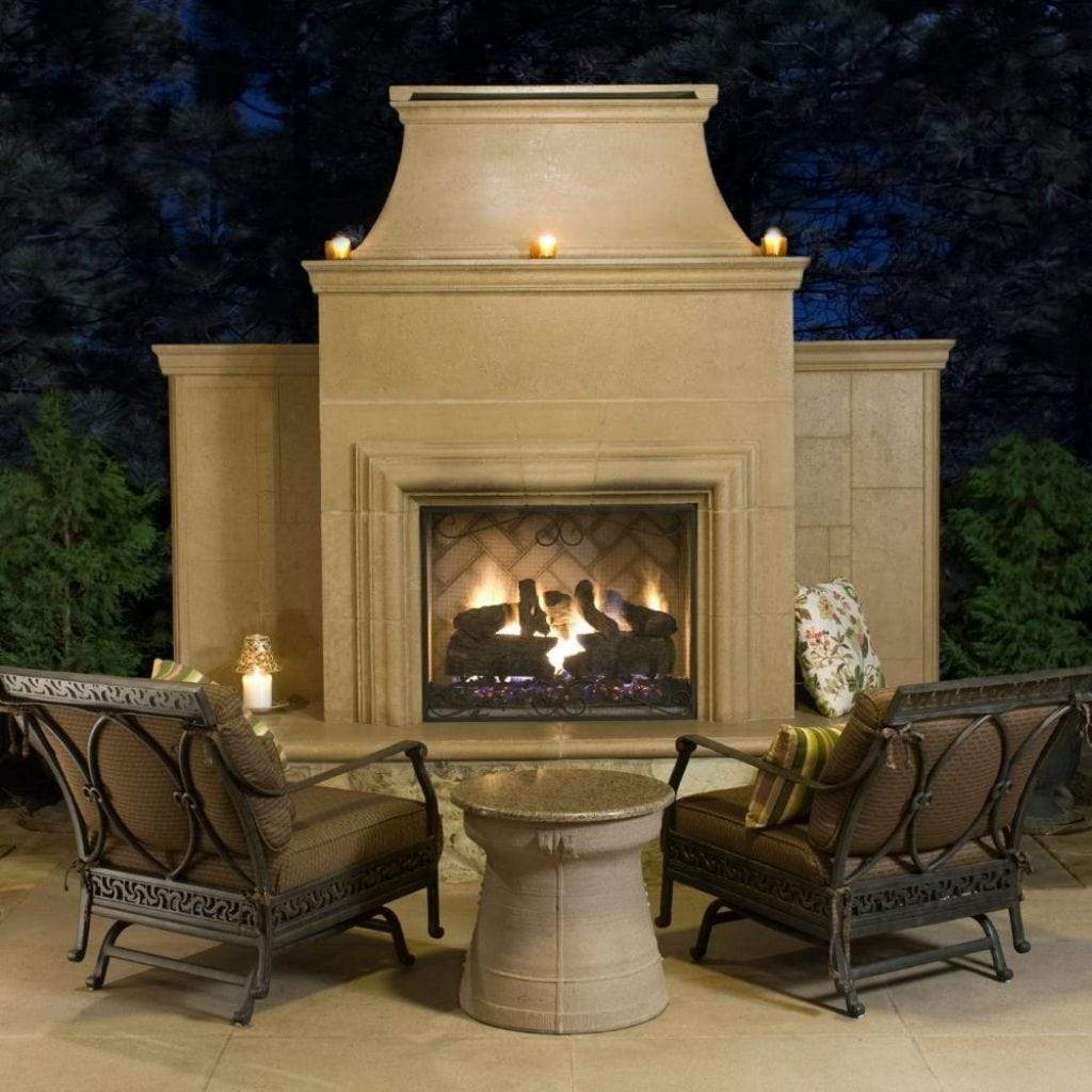 American Fyre Designs 110" Grand Cordova Vented Gas Fireplace with Rectangle Extended Bullnose Hearth