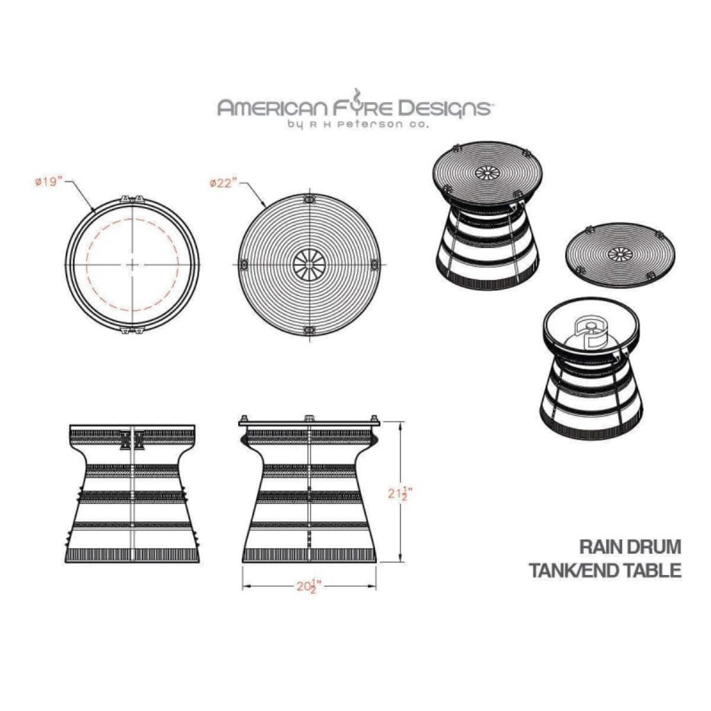 American Fyre Designs 21¾" Rain Drum Tank/End Table