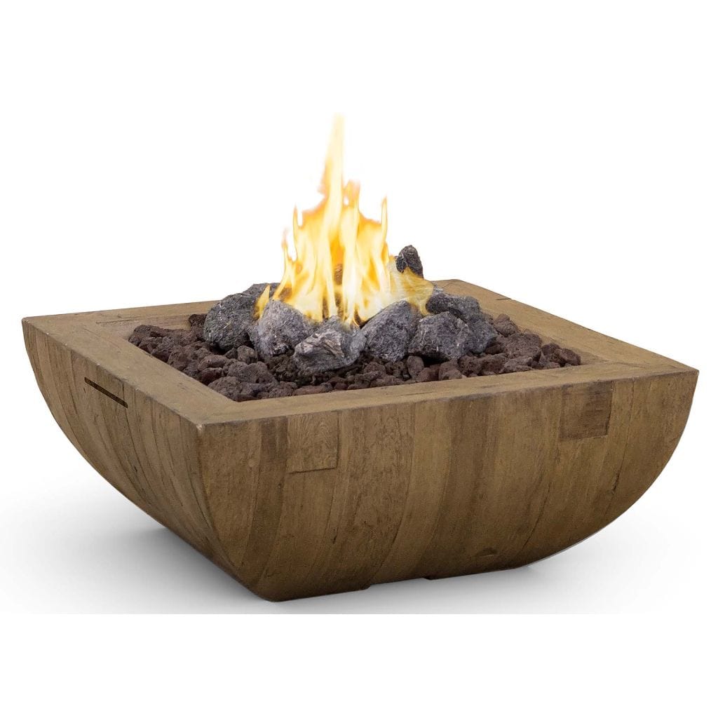 American Fyre Designs 36" Reclaimed Wood Bordeaux Square Gas Fire Bowl