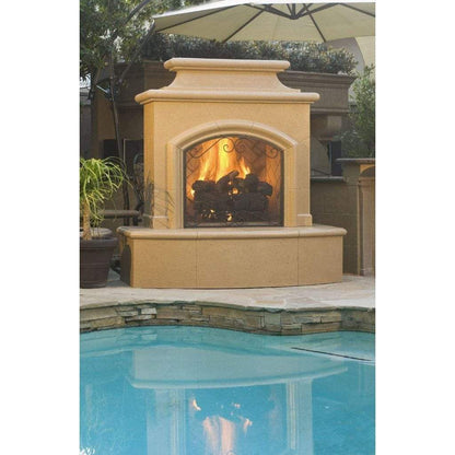 Outdoor Gas Fireplace American Fyre Designs 65" Mariposa Vented Gas Fireplace with Corner Square Edge Hearth