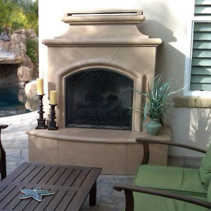 Outdoor Gas Fireplace American Fyre Designs 65" Mariposa Vented Gas Fireplace with Corner Square Edge Hearth