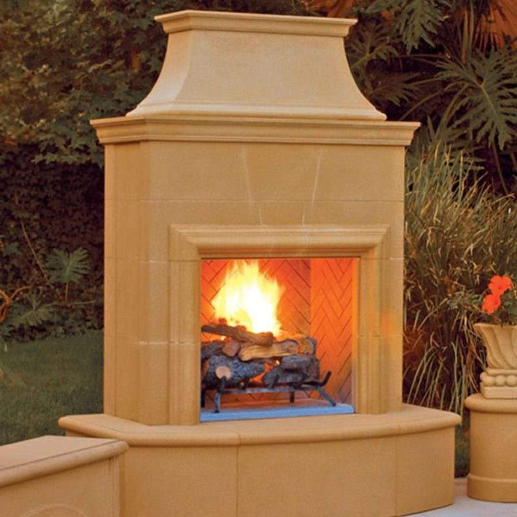 American Fyre Designs 65" Petite Cordova Vented Gas Fireplace with Corner Square Edge Hearth