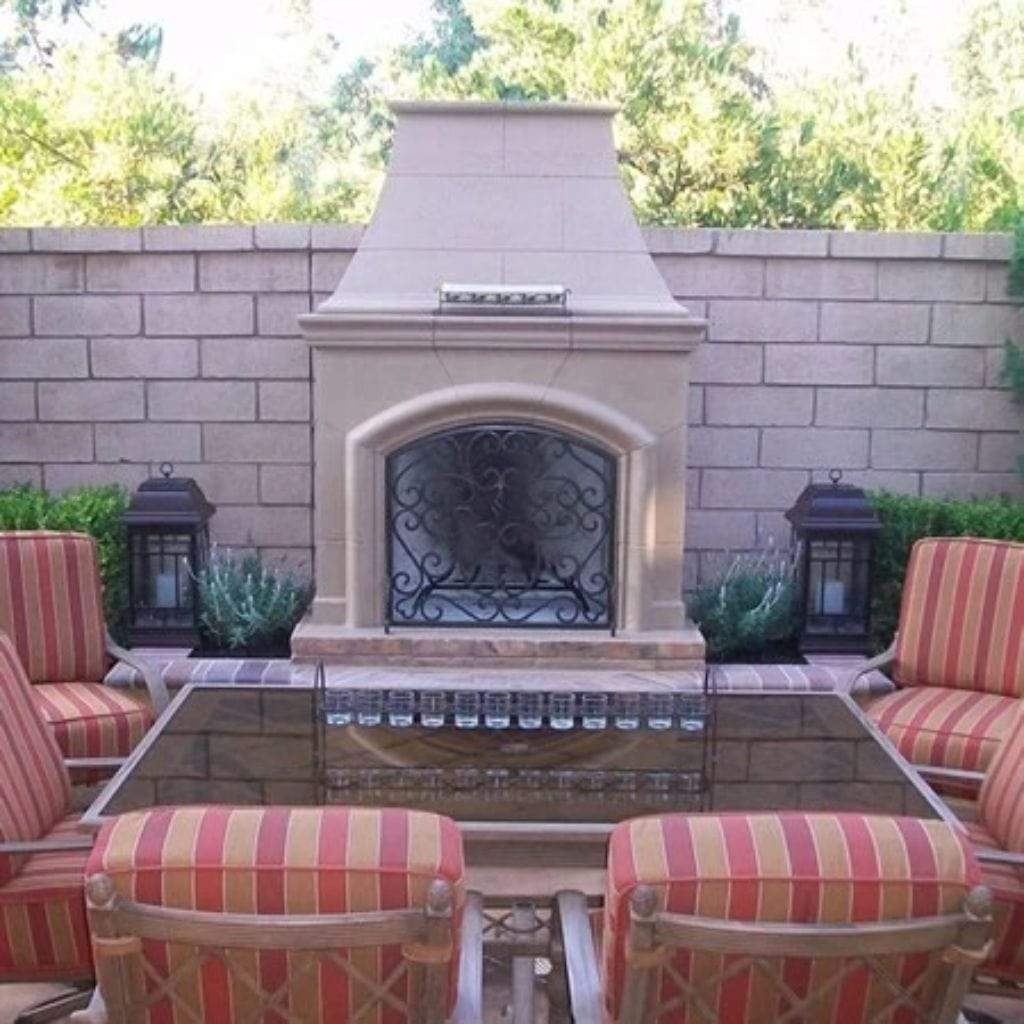 Outdoor Gas Fireplace American Fyre Designs 65" Phoenix Vented Gas Fireplace with Corner Square Edge Hearth