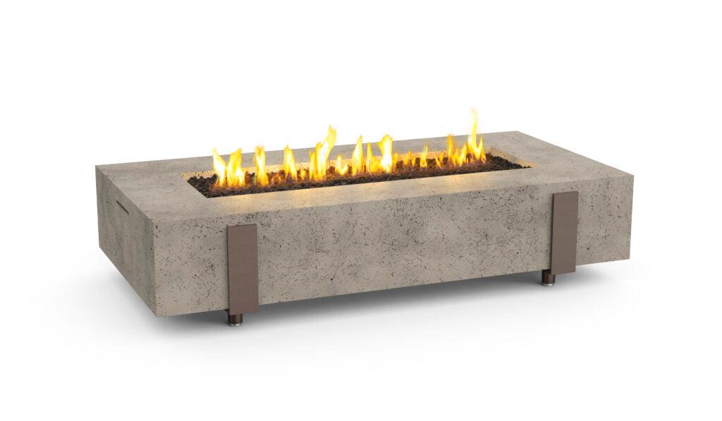 American Fyre Designs Long Iron Saddle 72" Light Basalt Liquid Propane Firetable with FyreStarter Bluetooth Control