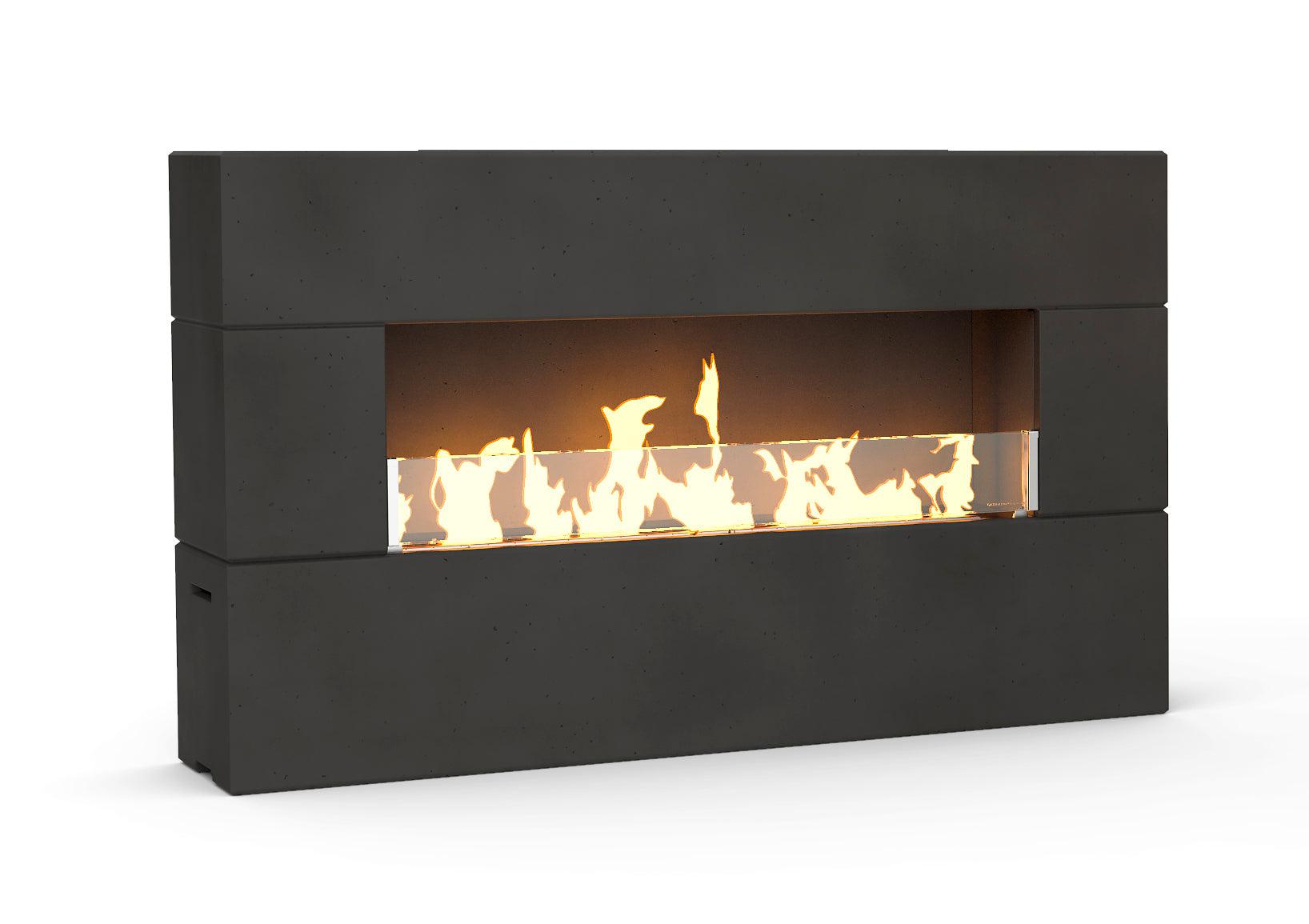 American Fyre Designs Milan Low 44" Black Lava Natural Gas Fireplace with FyreStarter Bluetooth Control