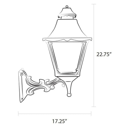 American Gas Lamp Works 10" 1900W Essex Aluminum Wall Mount Residential Gas Light Head