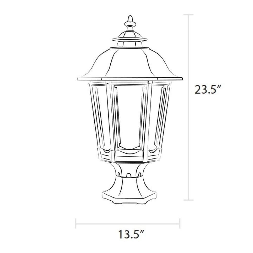 American Gas Lamp Works 13" 1200R Bavarian Aluminum Pier Mount Residential Electric Light Head
