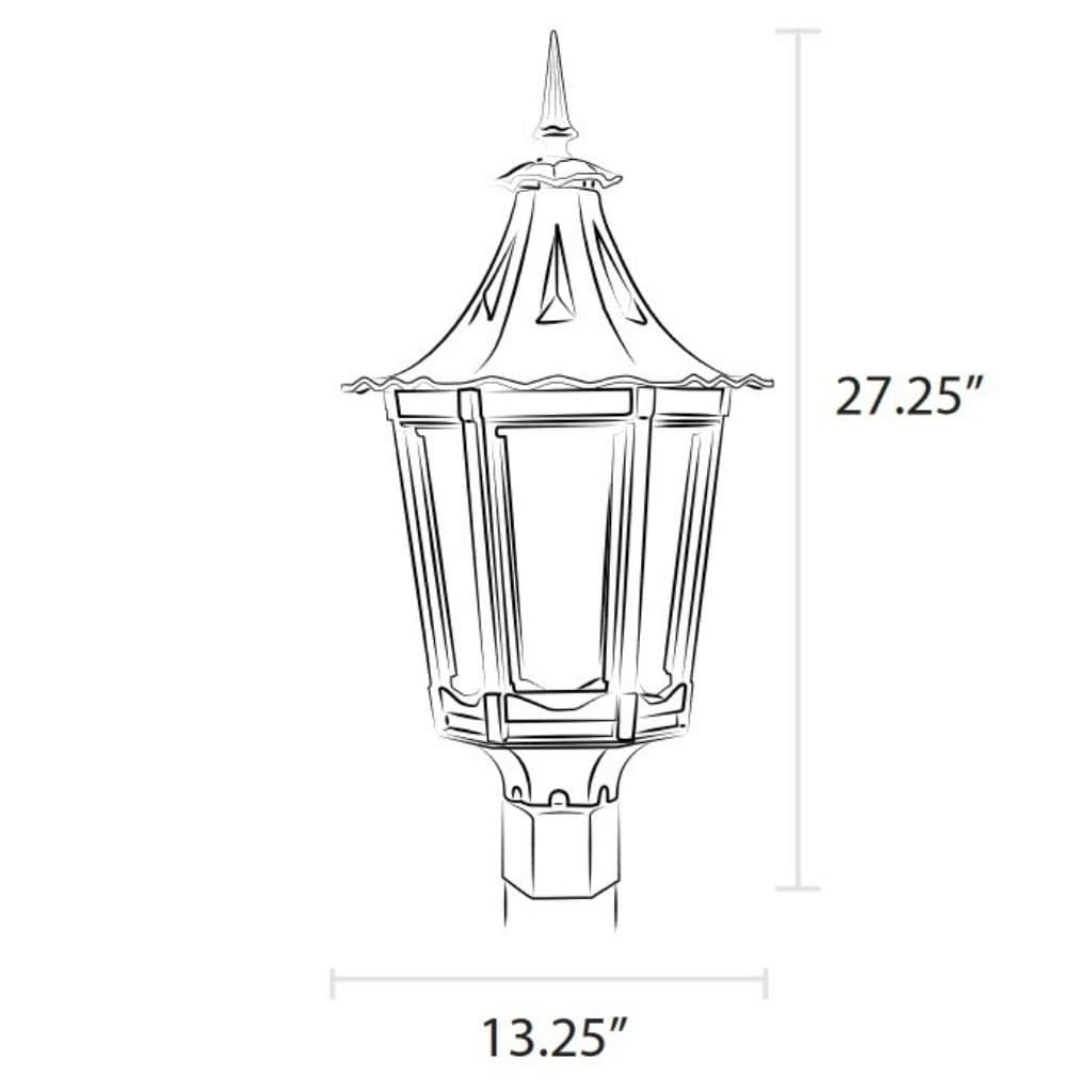 American Gas Lamp Works 13" 1400H Cavalier Aluminum Post Mount Residential Gas Light Head