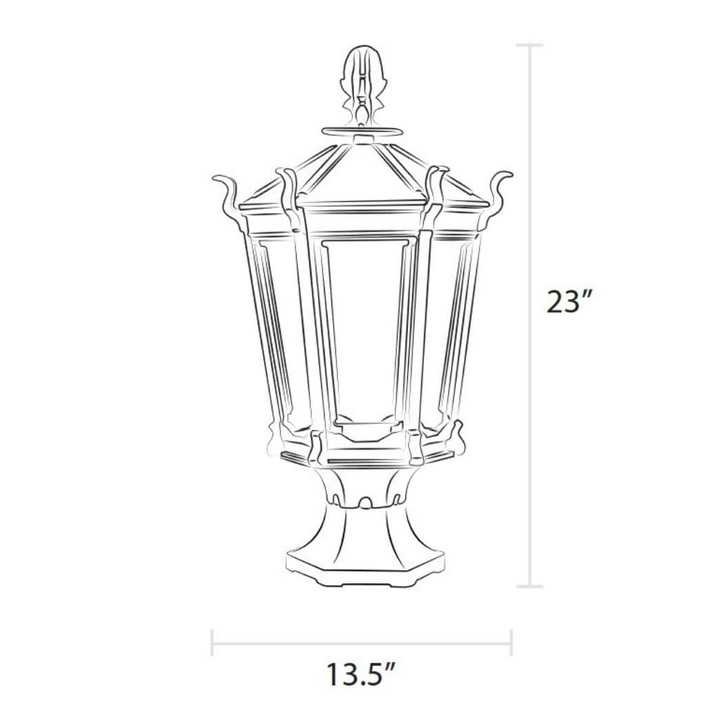 American Gas Lamp Works 13" 2900R Gothic Aluminum Pier Mount Residential Electric Light Head