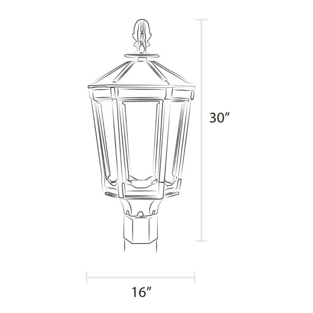 American Gas Lamp Works 16" 3100H Grand Vienna Aluminum Post Mount Mid-Size Electric Light Head