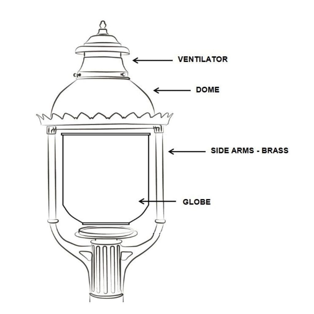 American Gas Lamp Works 17" 3600H Boulevard Aluminum Post Mount Estate Gas Light Head