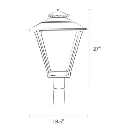 American Gas Lamp Works 18" 3701H Old Allegheny Aluminum Post Mount Mid-Size Gas Light Head