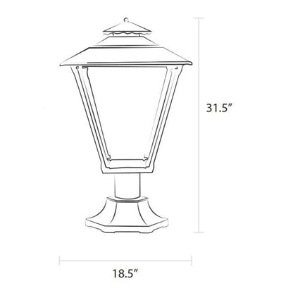 American Gas Lamp Works 18" 3701R Old Allegheny Aluminum Pier Mount Mid-Size Electric Light Head