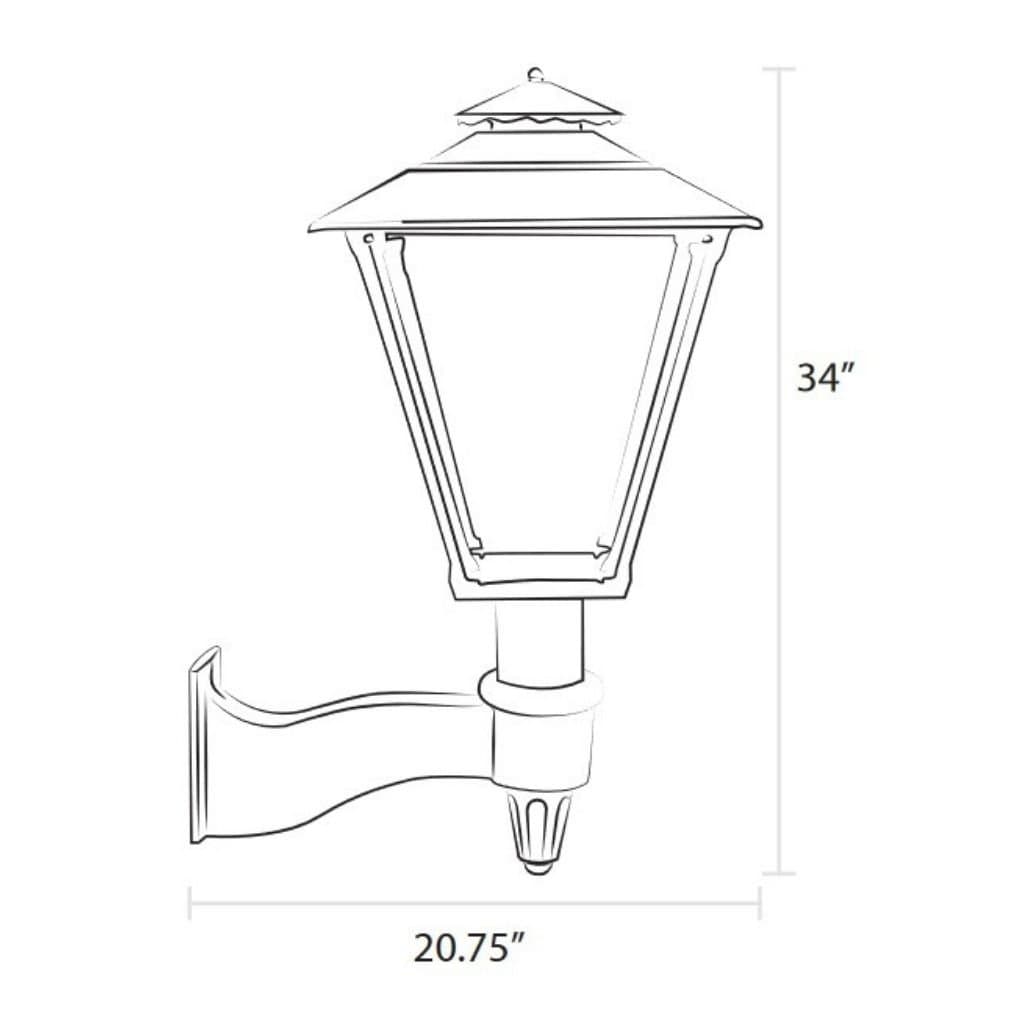 American Gas Lamp Works 18" 3701W Old Allegheny Aluminum Wall Mount Mid-Size Electric Light Head