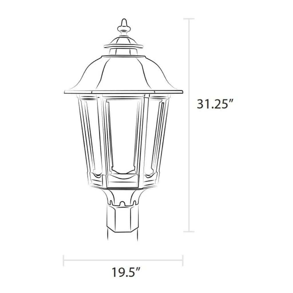 American Gas Lamp Works 19" 3200H Grand Bavarian Aluminum Post Mount Mid-Size Electric Light Head
