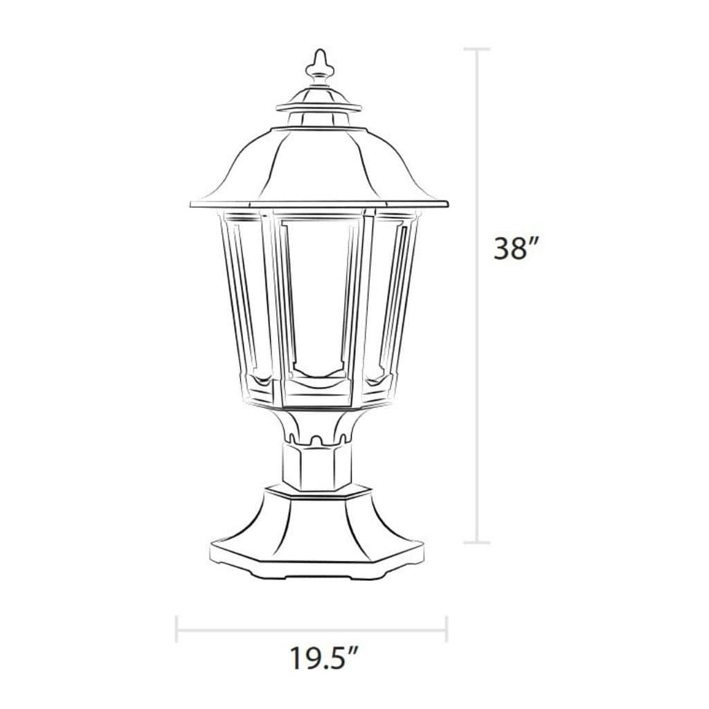 American Gas Lamp Works 19" 3200R Grand Bavarian Aluminum Pier Mount Mid-Size Electric Light Head