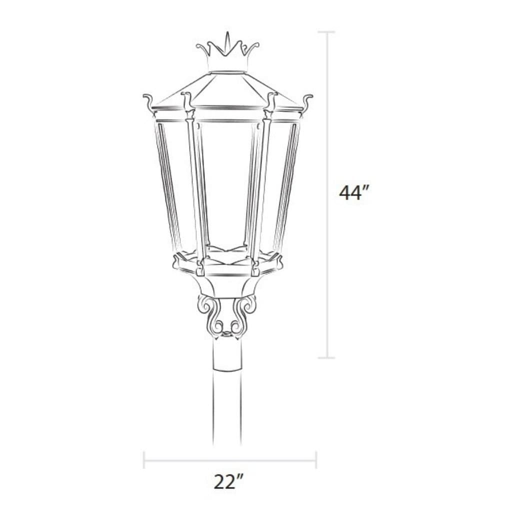 American Gas Lamp Works 22" 9000H Kronberg Aluminum Post Mount Estate Electric Light Head