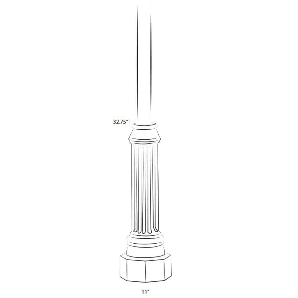 American Gas Lamp Works 32" EPC01 Colonial Aluminum Bolt Down Post Base with 3" OD Smooth Aluminum Post