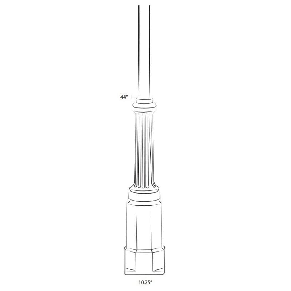 American Gas Lamp Works 44" EMB12 Andrew Aluminum Bolt Down Post Base with 3.5" OD Smooth Aluminum Post