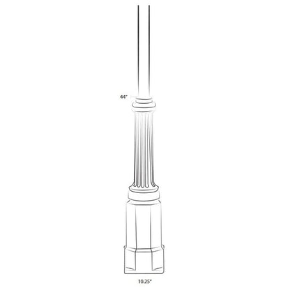 American Gas Lamp Works 44" EMB12 Andrew Aluminum Bolt Down Post Base with 3.5" OD Smooth Aluminum Post
