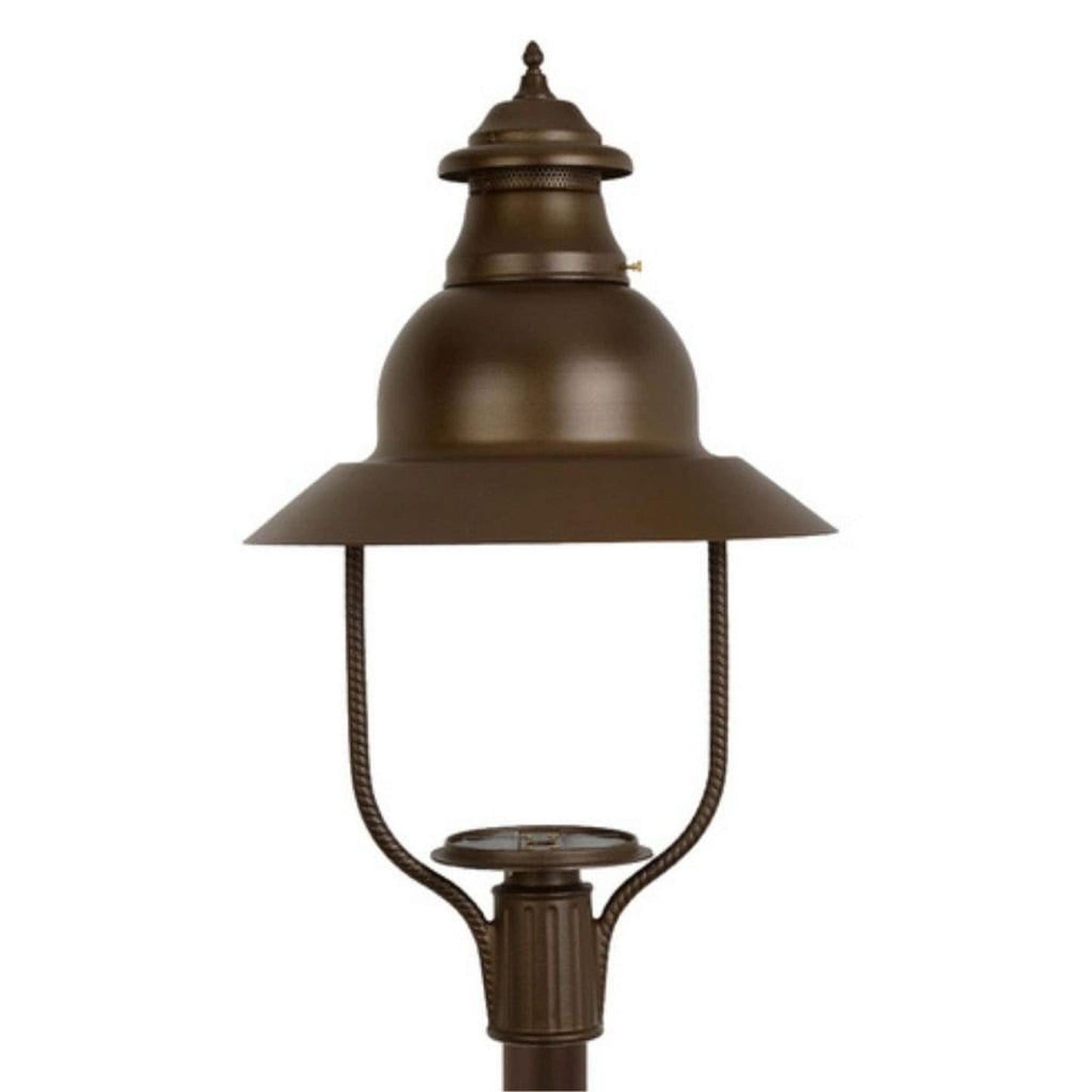 American Gas Lamp Works Apollo 4300H 21" Mid-Size Timeless Black Post Mount Aluminum Natural Gas Lamp With Dual Inverted Gas Mantle Light Assembly, Clear Glass Globe and Spun Aluminum Ventilator