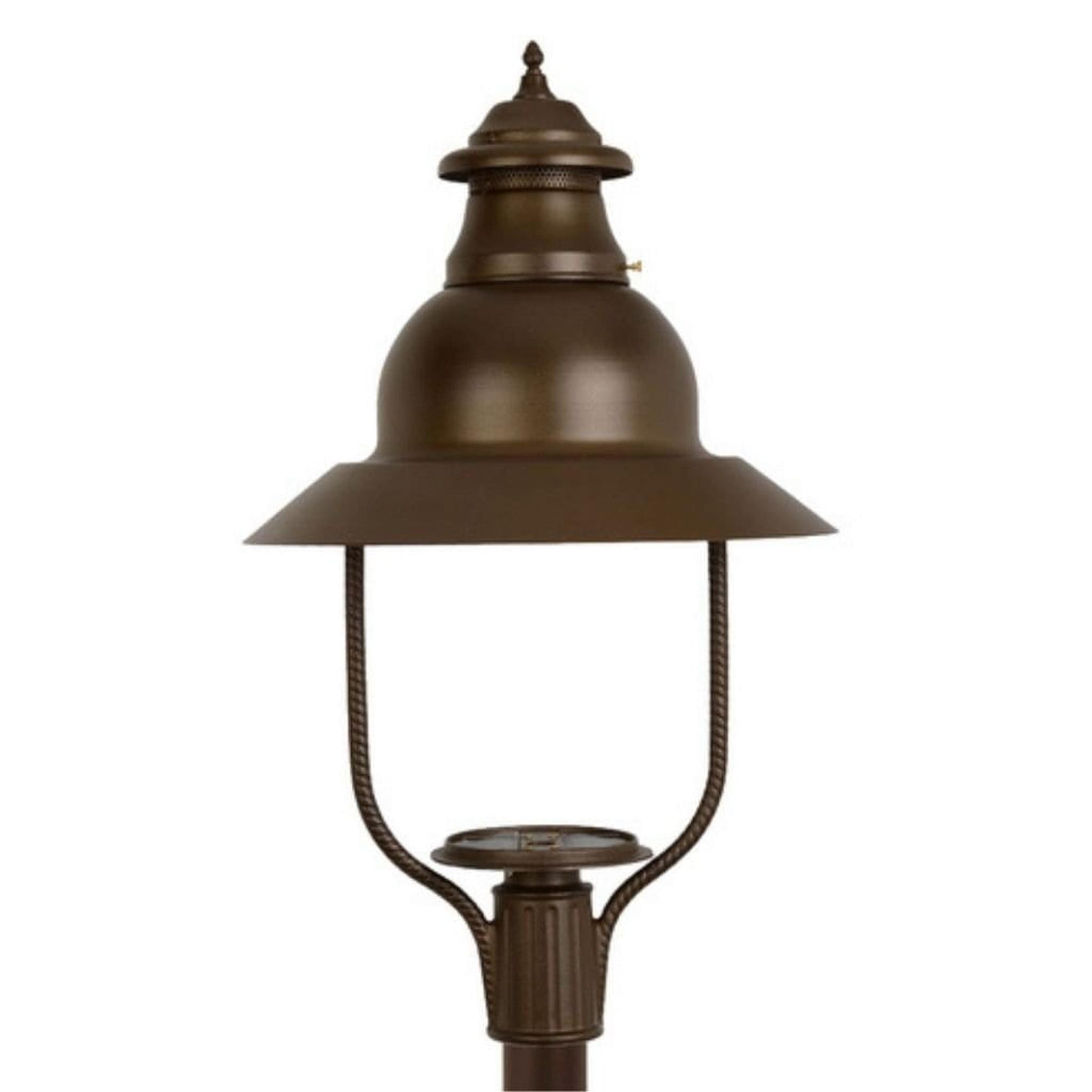 American Gas Lamp Works Apollo 4300H 21" Mid-Size Timeless Black Post Mount Aluminum Natural Gas Lamp With Dual Inverted Gas Mantle Light Assembly, Clear Glass Globe and Spun Aluminum Ventilator