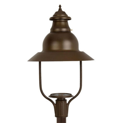 American Gas Lamp Works Apollo 4300H 21" Mid-Size Timeless Black Post Mount Aluminum Natural Gas Lamp With Dual Inverted Gas Mantle Light Assembly, Clear Glass Globe and Spun Aluminum Ventilator