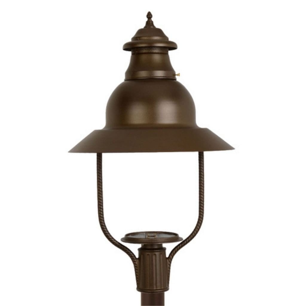 American Gas Lamp Works Apollo 4300H 21" Mid-Size White Post Mount Aluminum Natural Gas Lamp With Single Open Flame Burner Light Assembly, Clear Glass Globe and Ventilator
