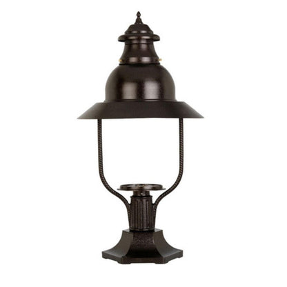 American Gas Lamp Works Apollo 4300R 21" Mid-Size Timeless Black Pier Mount Aluminum Natural Gas Lamp With Dual Inverted Gas Mantle Light Assembly, Clear Glass Globe and Spun Aluminum Ventilator