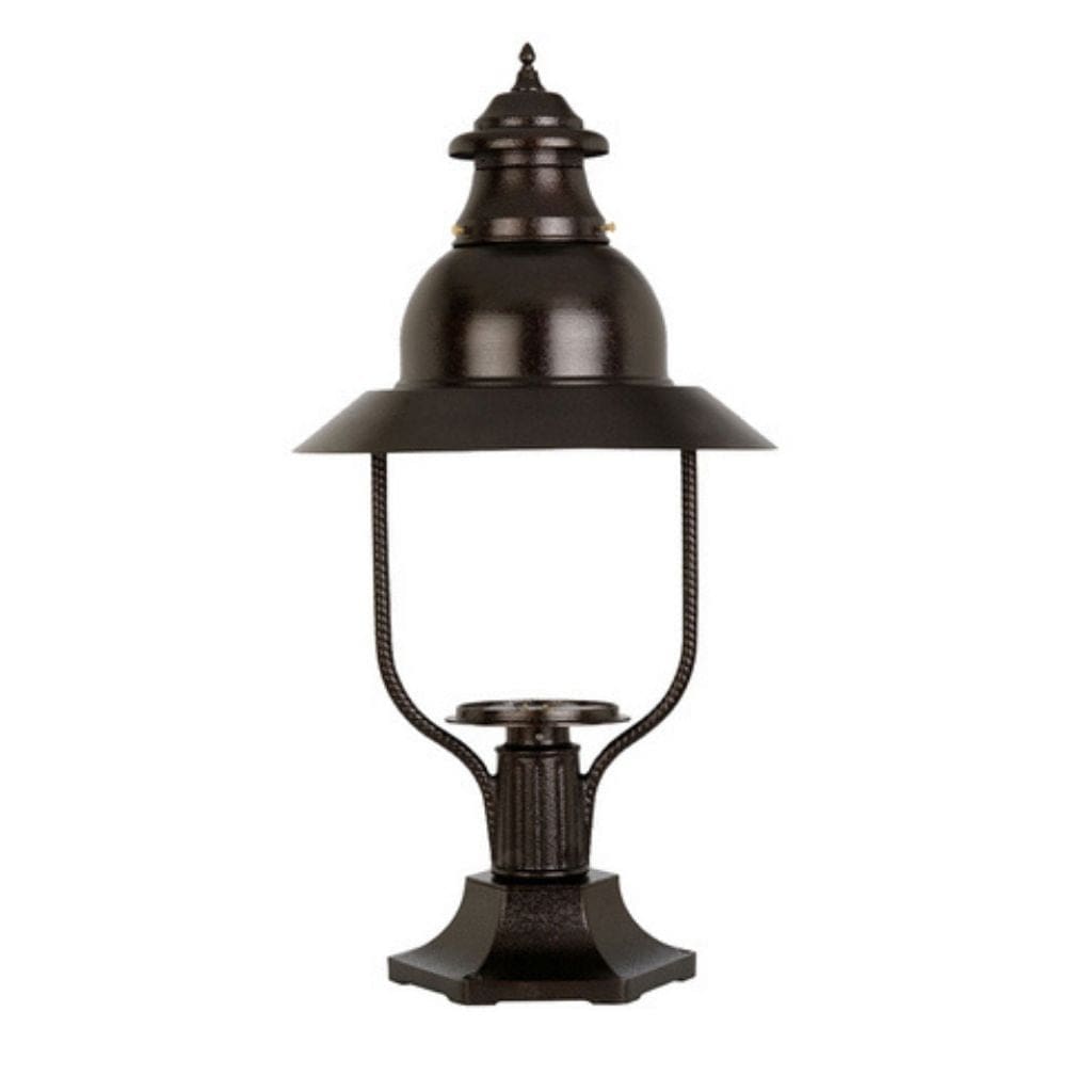 American Gas Lamp Works Apollo 4300R 21" Mid-Size White Pier Mount Aluminum Natural Gas Lamp With Single Upright Gas Mantle Light Assembly, Clear Glass Globe and Spun Aluminum Ventilator