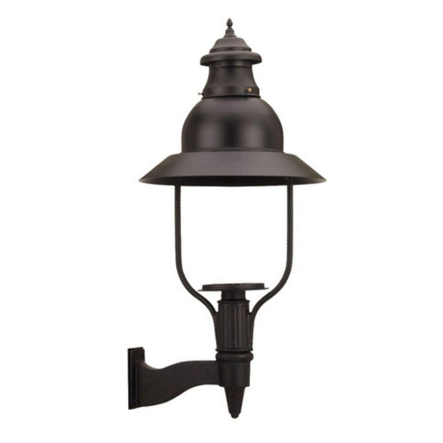 American Gas Lamp Works Apollo 4300W 23" Mid-Size Timeless Black Wall Mount Aluminum Natural Gas Lamp With Dual Inverted Gas Mantle Light Assembly, Clear Glass Globe and Spun Aluminum Ventilator