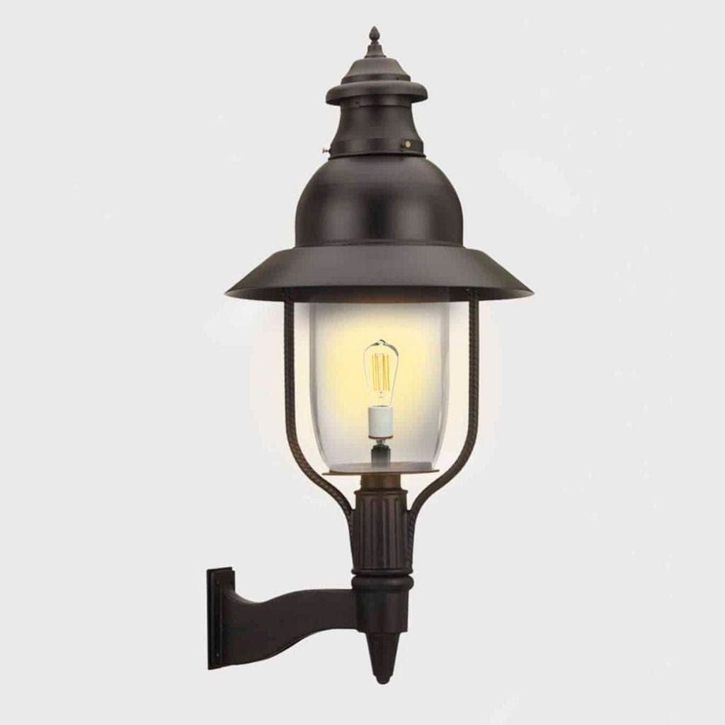 American Gas Lamp Works Apollo 4300W 23" Mid-Size Timeless Black Wall Mount Aluminum Natural Gas Lamp With Single Upright Gas Mantle Light Assembly, Milk Glass Globe and Spun Aluminum Ventilator