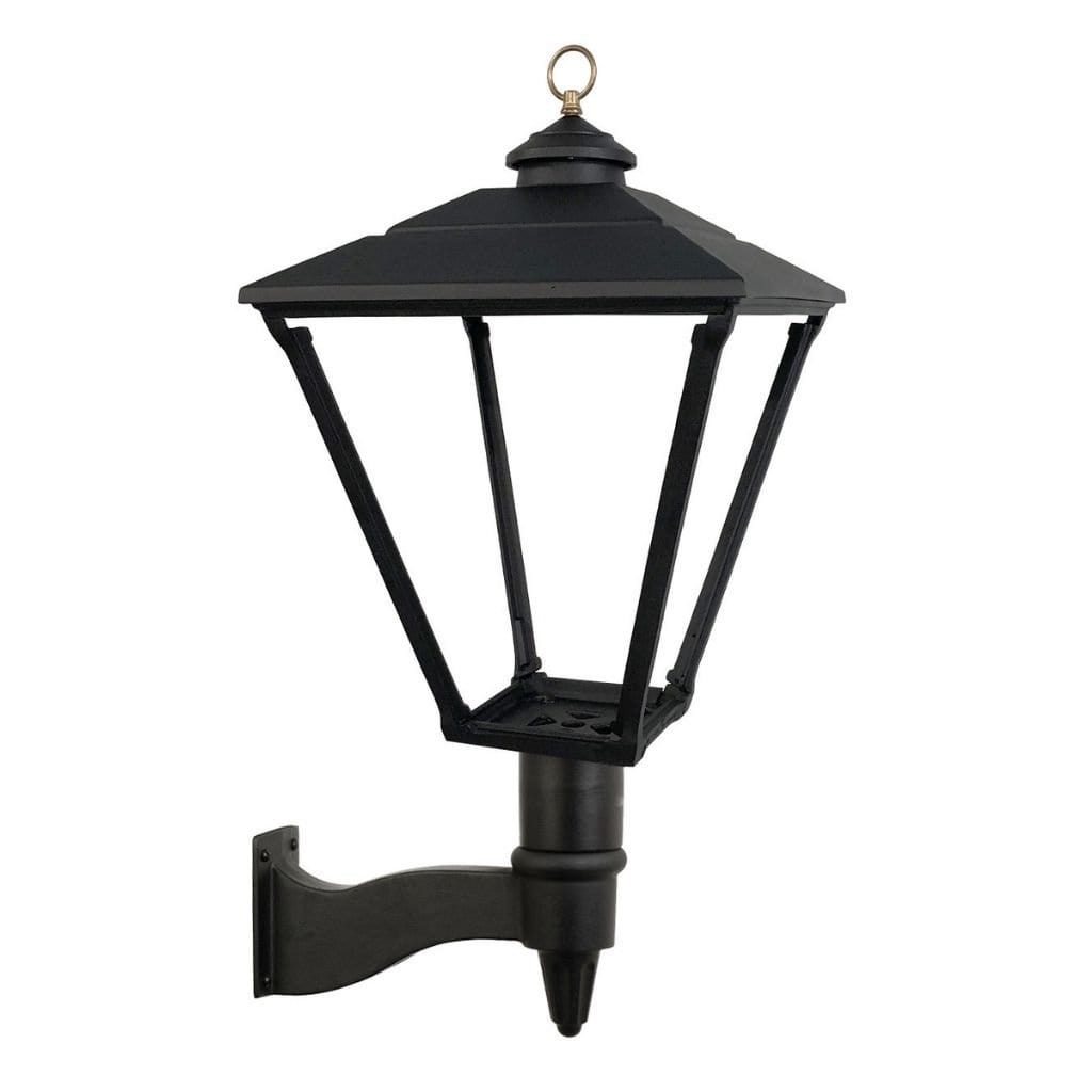 American Gas Lamp Works Baldwin 3800W 21" Mid-Size White Wall Mount Aluminum Natural Gas Lamp With Single Upright Gas Mantle Light Assembly, Beveled Tempered Glass Panes and Small Cast Acorn Finial